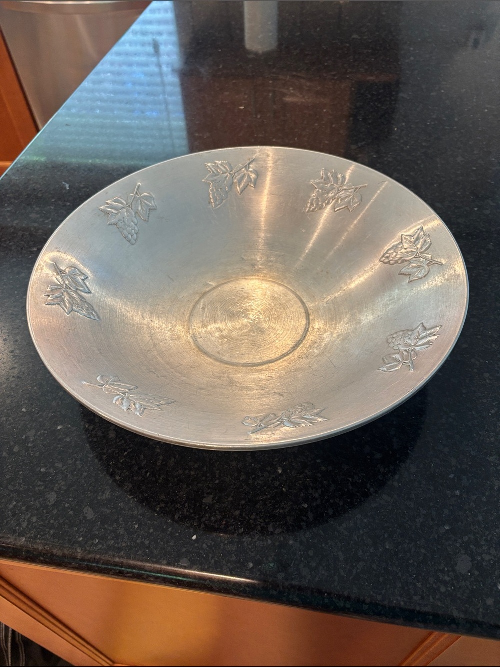 Vintage Aluminum Grape Design Fruit Bowl
